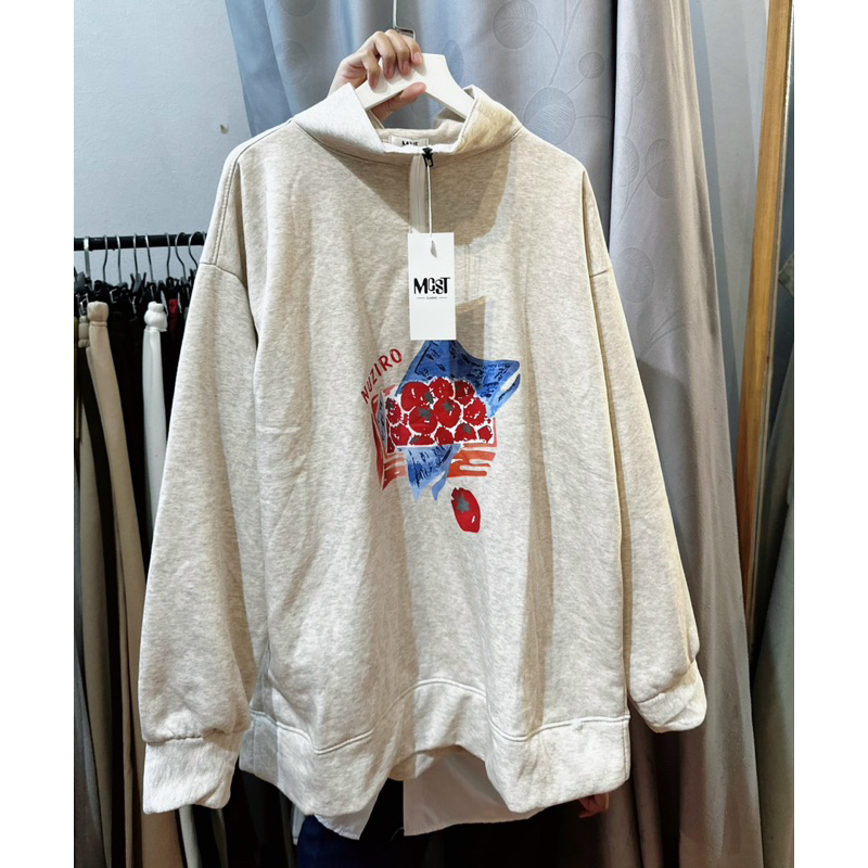 Áo polo nỉ Xám in hình Mitstore