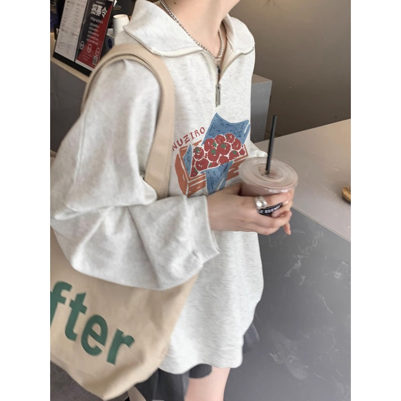 Áo polo nỉ Xám in hình Mitstore