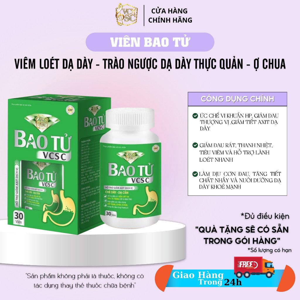 1 Hộp Bao Tử - Hiệu Quả Viêm Loét Trào Ngược Ợ Hơi Nóng Đầy Bụng