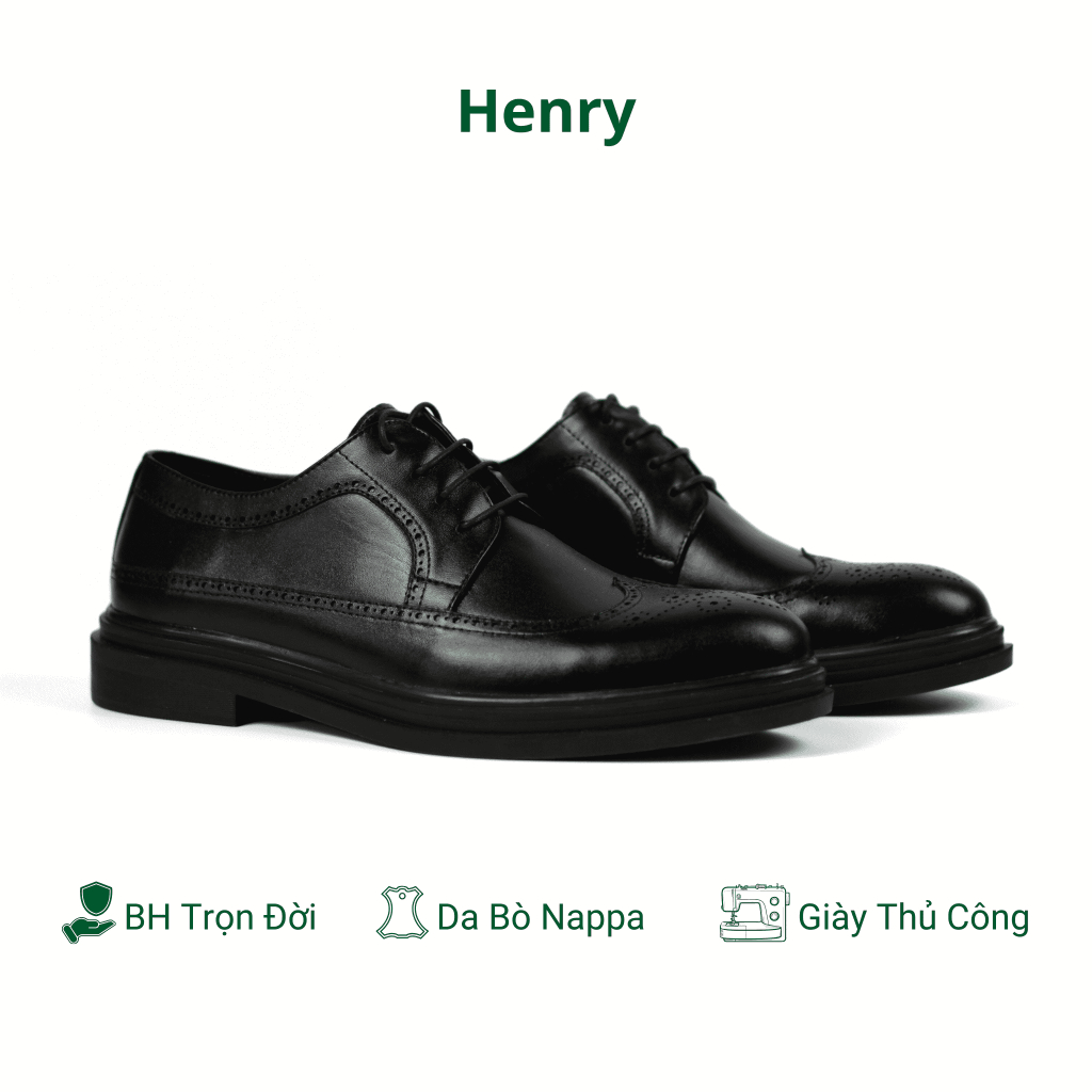 Giày tây da nam cao cấp HENRY da bò thật bảo hành chọn đời kiểu dáng Oxford thời thượng đi làm đi chơi AN06