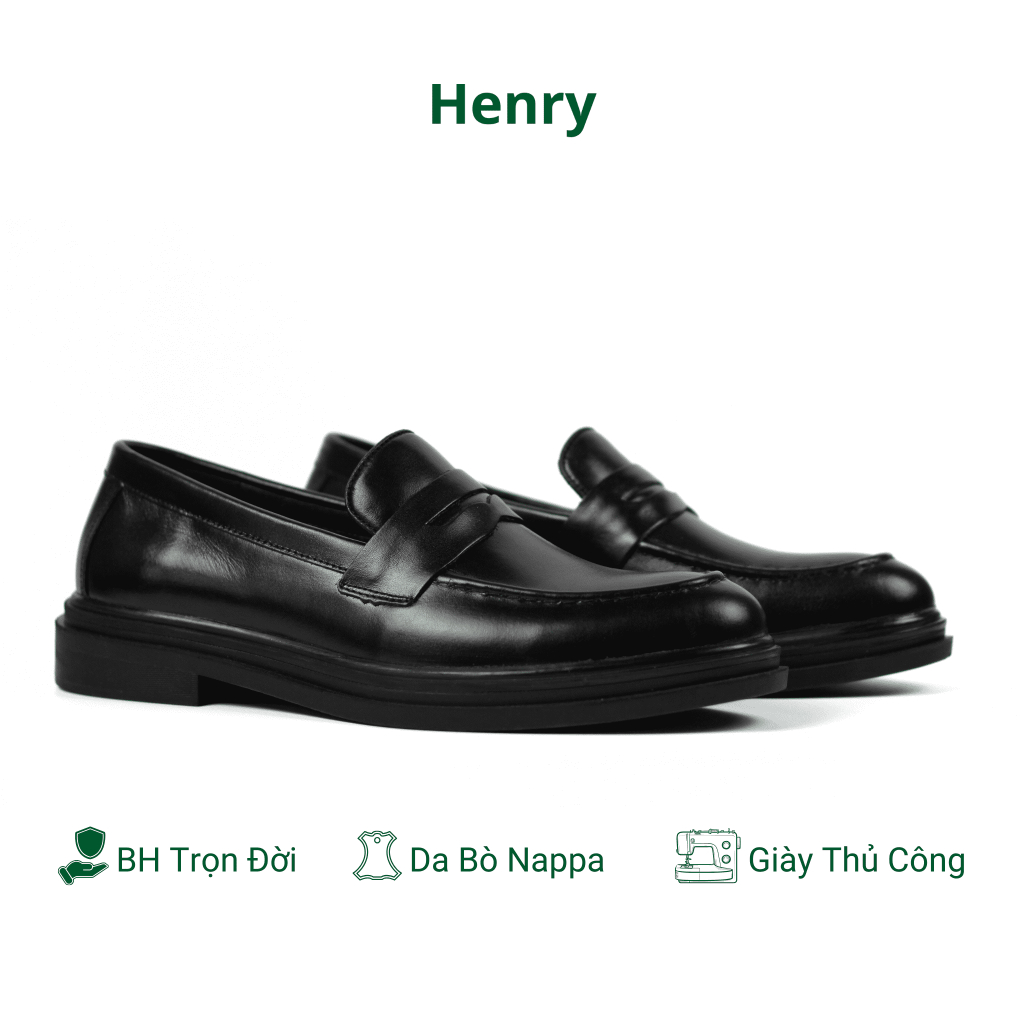 Giày lười nam NINSHOES giày tây Loafer công sở trẻ trung bằng da thật chính hãng có độn đế đi làm đi chơi