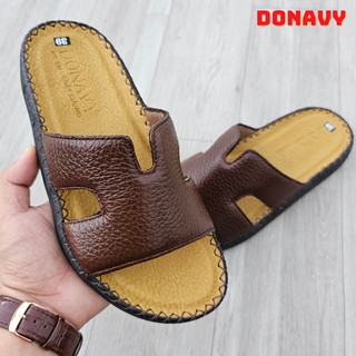 Dép Doc Tờ Kiểu Chữ K DONAVY Thời Trang, Da Bò Mềm, Đế Cao 3CM D.CKB