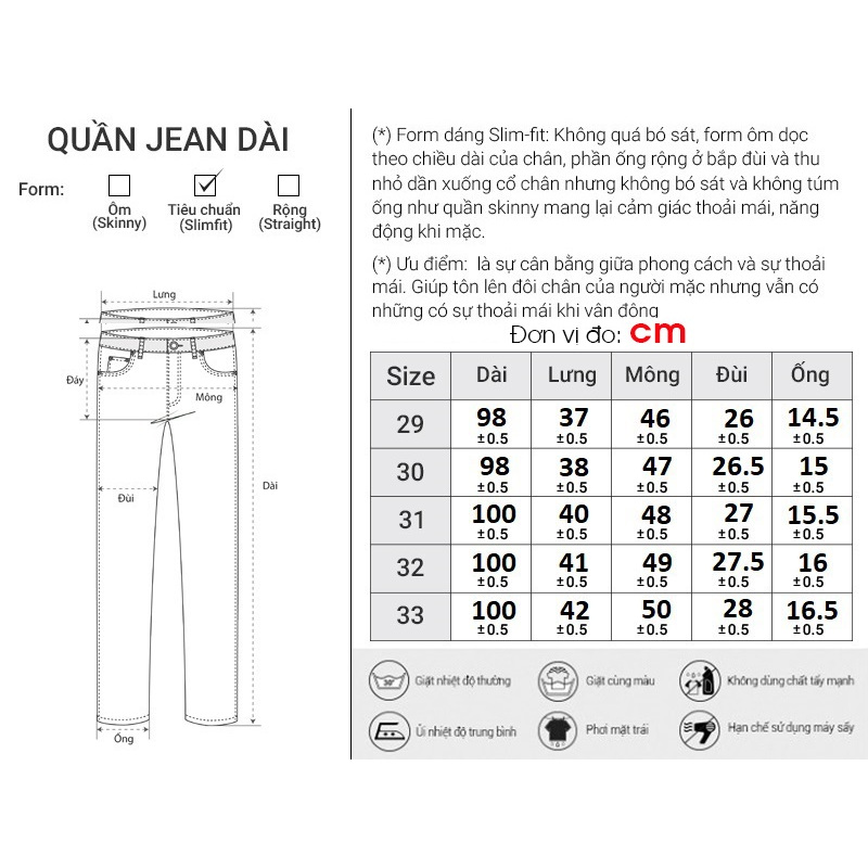 Quần Jean Dài Nam Slimfit Đơn Giản Thời Trang Thương Hiệu Y2010 Premium 42 22641 |YaMe|