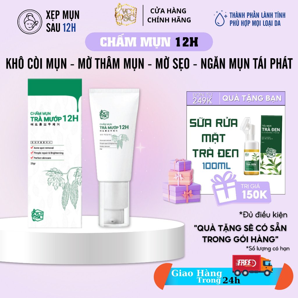 (Mẫu Mới) Chấm Mụn Trà Mướp 12h VCSC - Gom còi mụn, mờ thâm