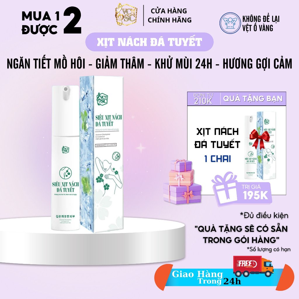 Xịt Khử Mùi Nách Đá Tuyết VCSC - Ngăn Mồ Hôi Suốt 48h