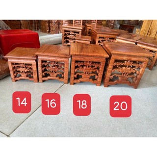 Đôn đế vuông chạm khắc hoa sen, đế kê tượng gỗ hương vuông cao 18cm, mặt nhiều kích thước