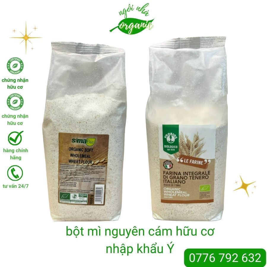 Bột mì nguyên cám hữu cơ  nhập khẩu Ý ProBios/Sima Bio - Organic WholeMeal Wheat Flour