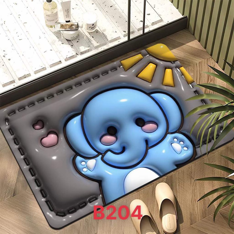 Thảm chùi chân 3D 40x60cm , chống trơn trượt màu sắc dễ thương