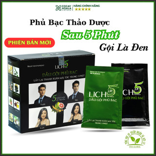Dầu Gội Đen Tóc Thảo Dược Lich 5 -  Đen tóc chỉ sau 5 phút gội, MẪU MỚI 20gói/hộp (MÀU ĐEN)
