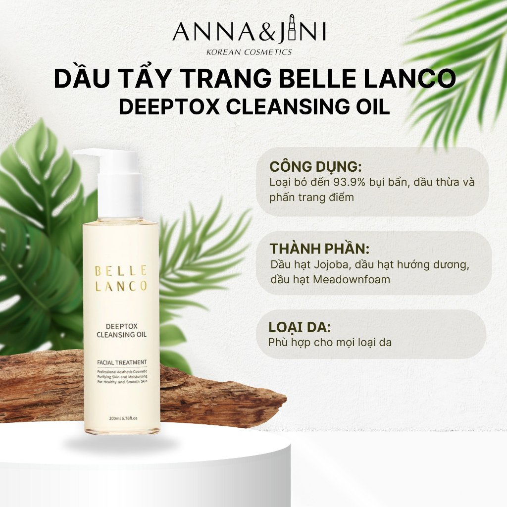 DẦU TẨY TRANG BELLE LANCO - DEEPTOX CLEANSING OIL