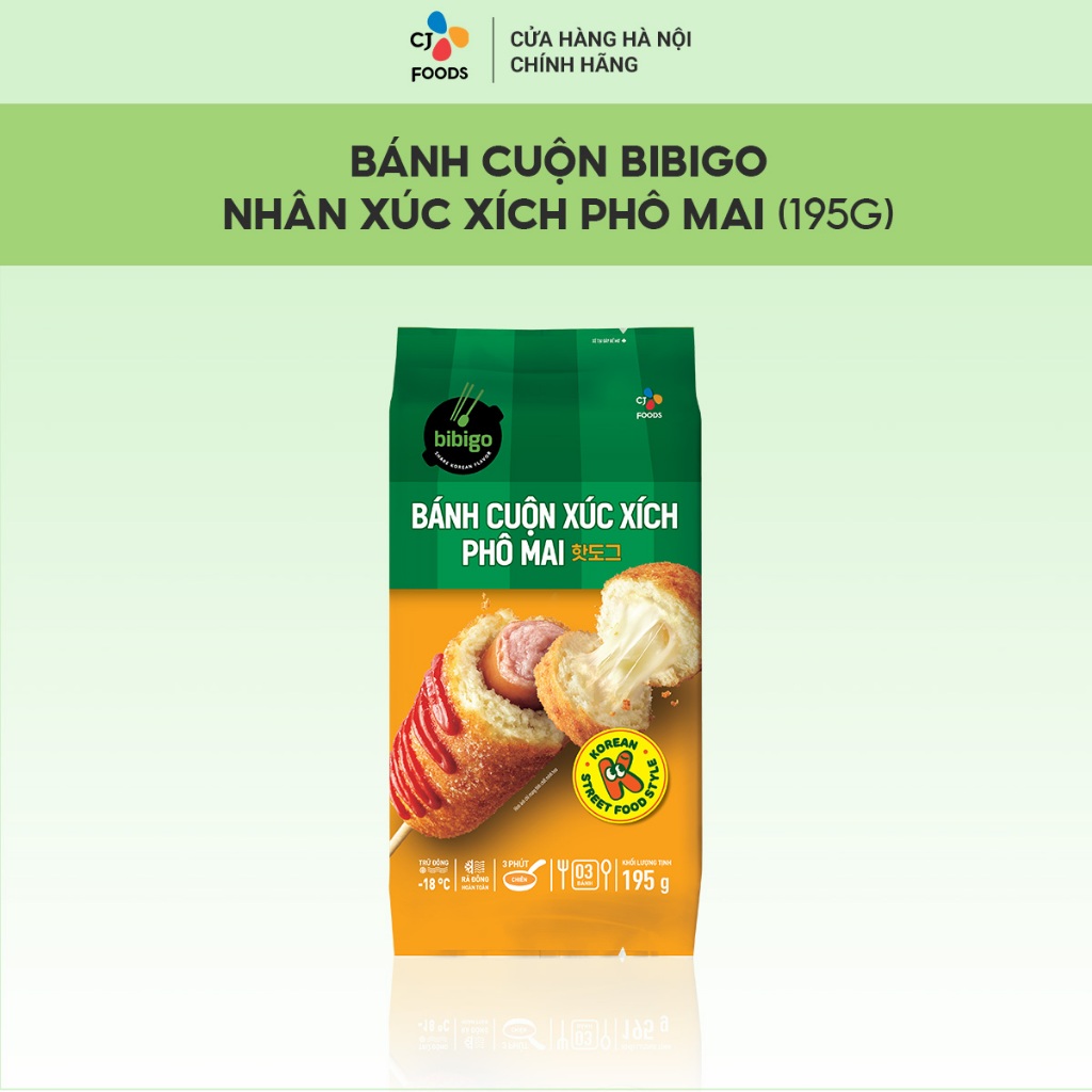 Bánh cuộn xúc xích phô mai Bibigo  - gói 195g