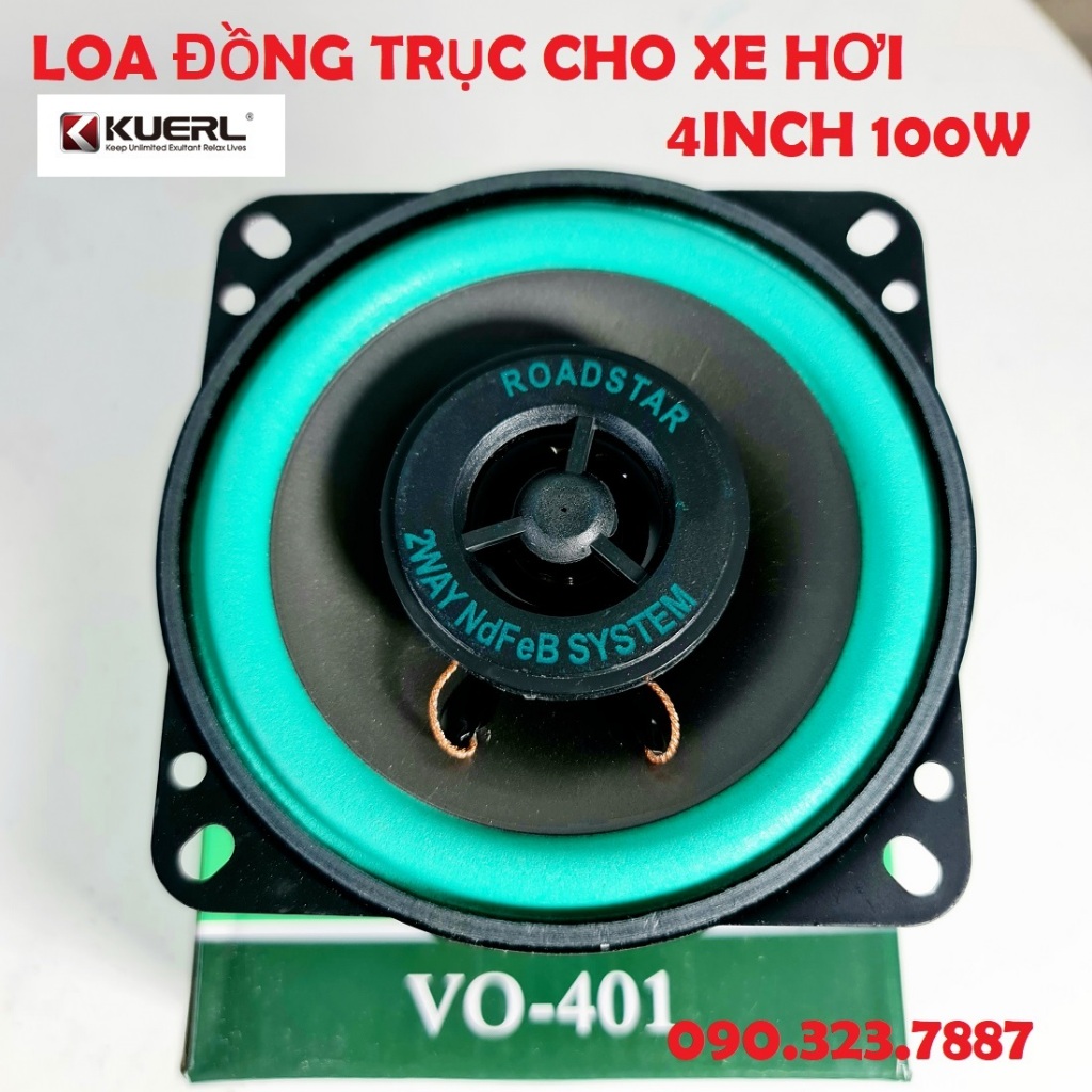 Loa âm thanh Đồng Trục Kuerl: VO-402  công suất lớn 4 inch 100W chuyên dùng Cho Xe Hơi.