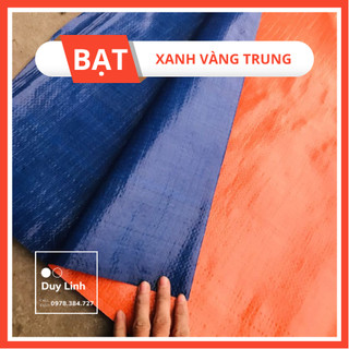 Bạt Xanh Vàng Trung - Che Nắng Che Mưa Đa Dụng Đã Được May Viền Và Tai buộc các góc và các cạnh (Khối lượng 140gr/m2)