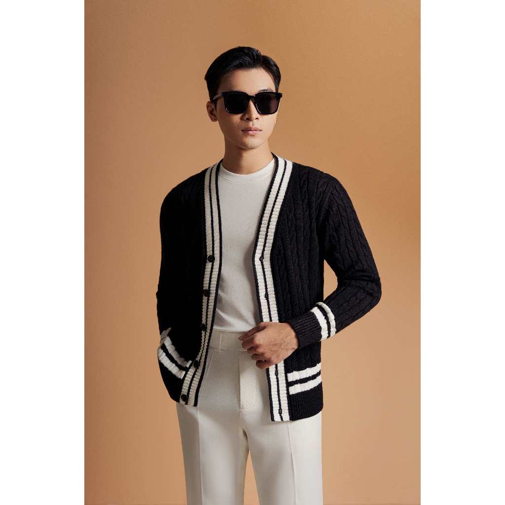 ÁO LEN ADAM STORE CARDIGAN ĐEN THỪNG AL057D