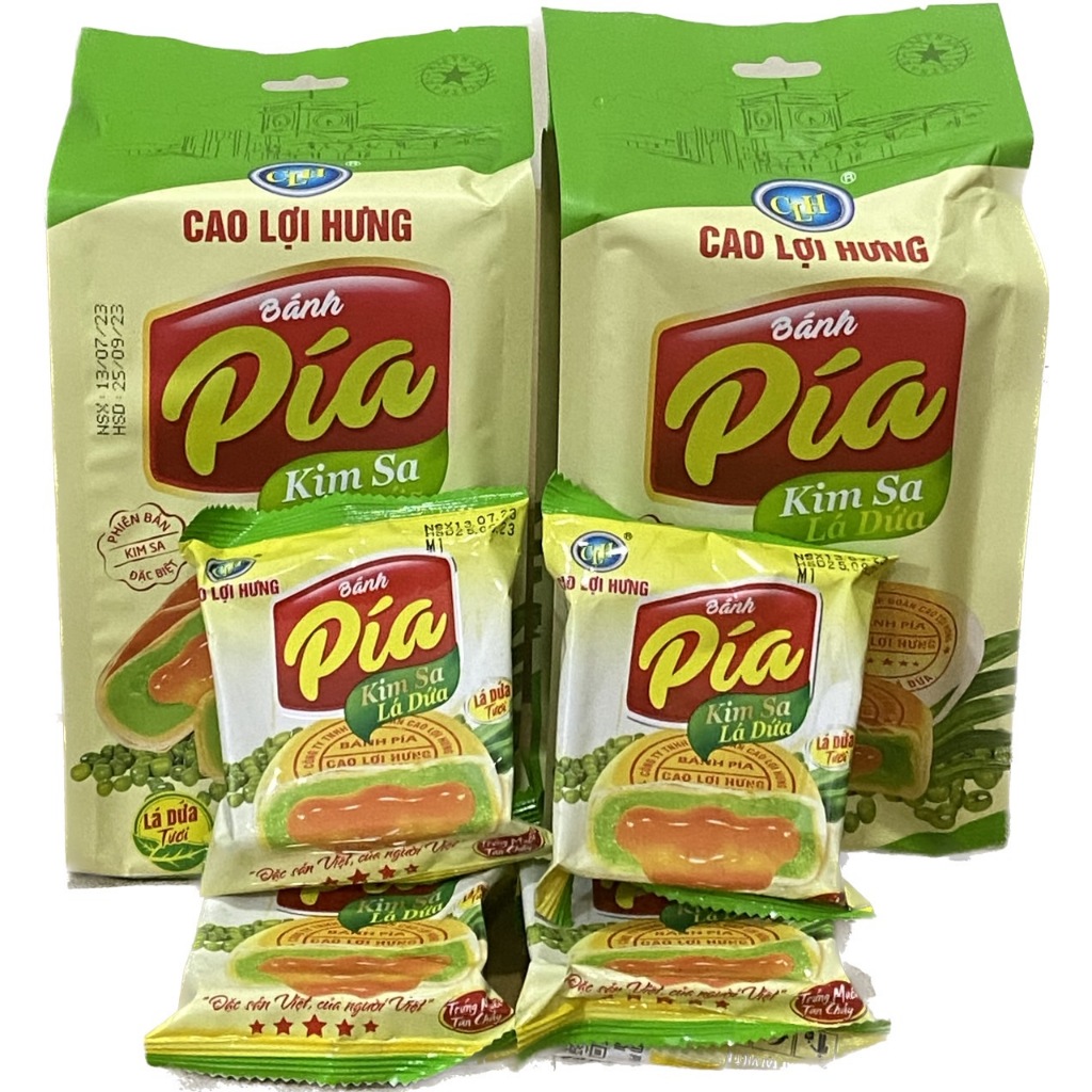 COMBO 2 Vị bánh Pía kim sa 12 cái,1cái 40g,Bánh pía kim sa vị lá dứa và kim sa nhân tan chảy mini Cao Lợi Hưng, siêu rẻ