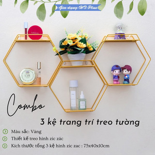   SX&PP  Combo 3 kệ lục giác - kệ tổ ong treo tường phong cách hiện đại mix màu kèm dán và vít cho mọi bề mặt decor 