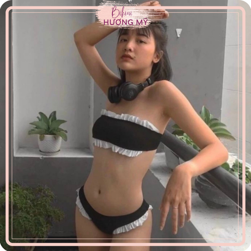 [Sale-Hàng New]BiKiNi 2 mảnh cup ngực phối bèo trắng(hình thật )