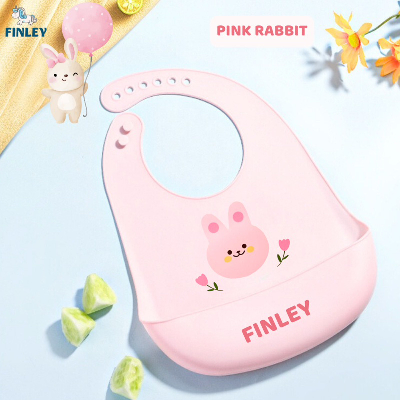 Yếm ăn dặm cho bé silicone FINLEY chống thấm nước, có máng hứng thức ăn rơi, hoạt hình đáng yêu