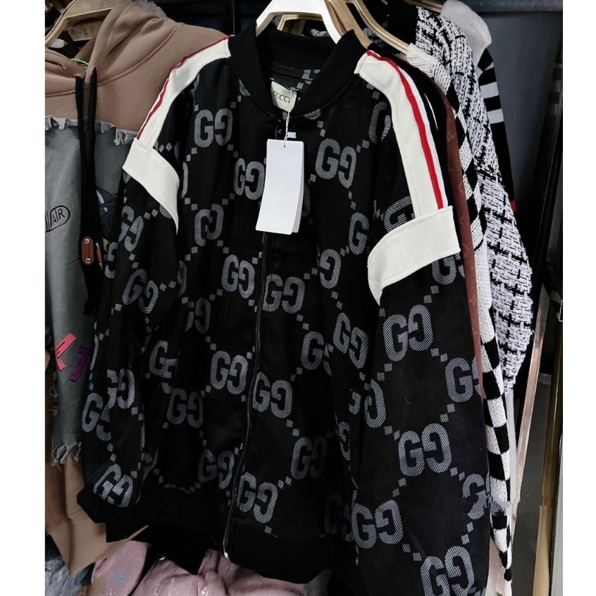 Áo Khoác Nam Nữ GC Phối Viền Vai , Áo Bomber GC Nỉ Dày Dặn Dáng Rộng Siêu HOT 2023