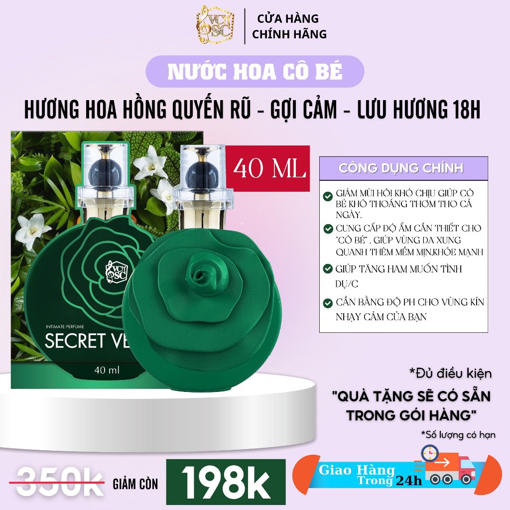 Nước Hoa Vùng Kín VCSC - Hương Thơm Dịu Nhẹ, Quyến Rũ - Bản Lớn 40ml( Che tên sp khi giao hàng )