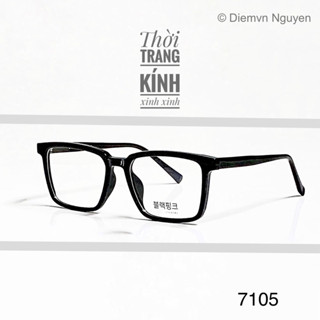 Gọng kính cận nam nữ thời trang Hàn Quốc 7105, gọng cận vuông to chất nhựa dày dặn cốt thép ba chấu chắc chắn