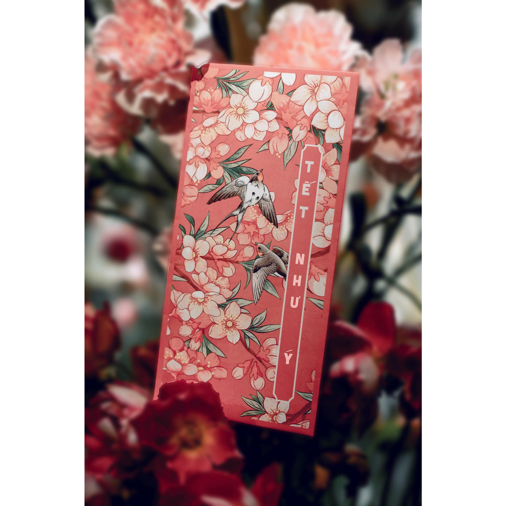 Trọn Bộ Lì Xì Vintage Hoa Lá 4 mùa, Giấy C150 Cán Mờ Sắc Nét