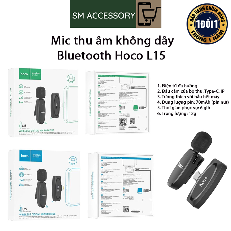 Micro Thu Âm Không Dây Live Stream Hoco L15 Lightning