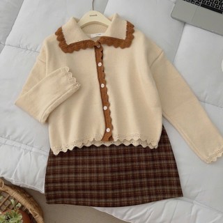 Áo len cardigan phối bèo dài tay 285