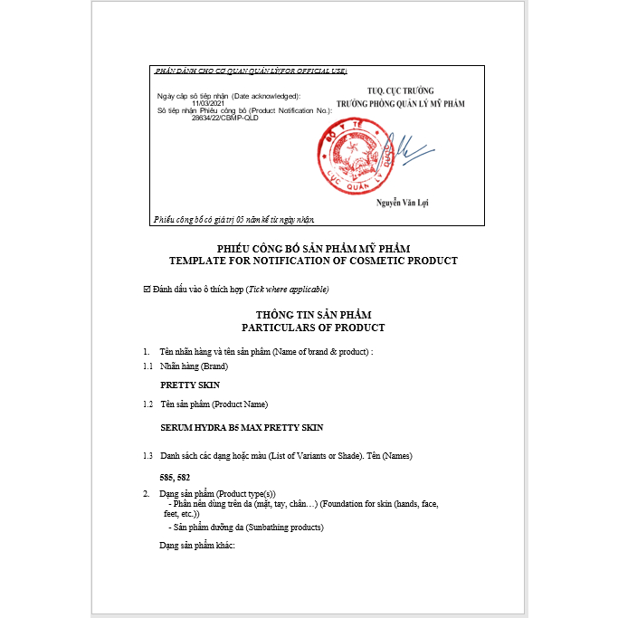 ComBo 3 Món Serum + Kem Chống Nắng + Kem Dưỡng B5 Hydra PRETTY.SKIN Cao Cấp