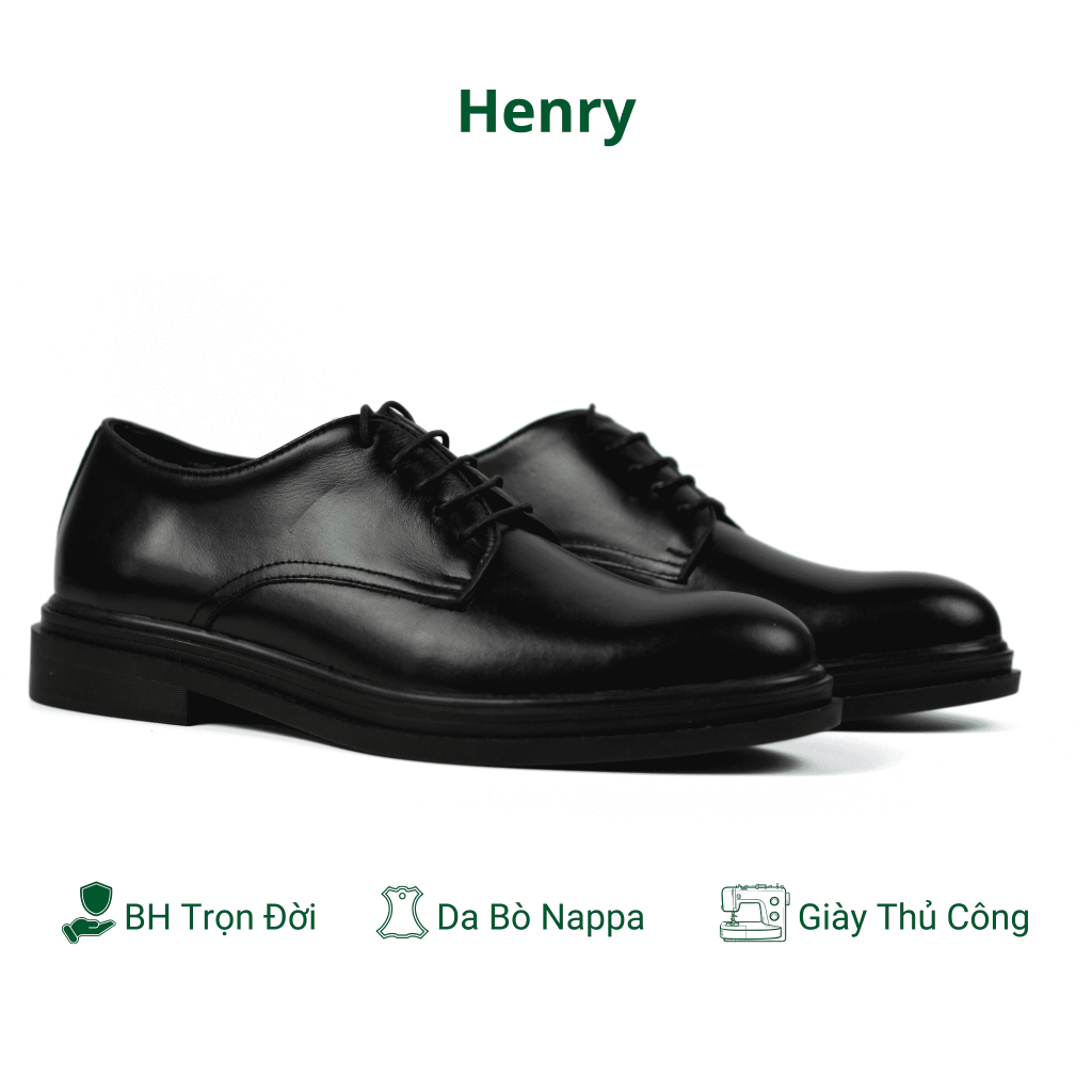 Giày da nam NINSHOES giày tây derby công sở độn đế tăng chiều cao da bò cao cấp kiểu dáng trẻ trung thích hợp đi làm