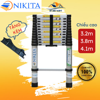 Thang nhôm rút đơn nikita nhật bản 4m1 , 3m2 r32, 3m8 r38 thang nhôm rút xếp gọn, tặng ốp thang