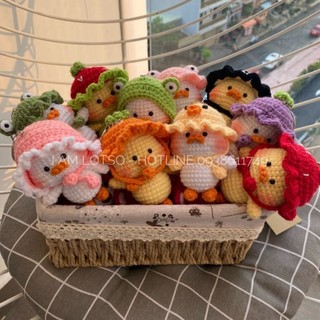 Móc khoá Gấu dâu và con vịt handmade bằng len milk cotton cute
