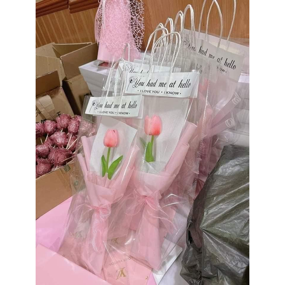 Hoa Tulip Cao Su Non Phong Cách Hàn Quốc Các Màu - Hoa Kẽm Nhung Tulip, Hướng Dương - Hoa Sáp kim Tuyến Các Màu