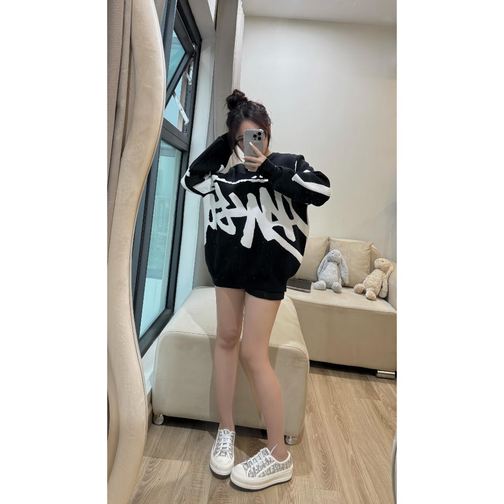 EMPINKCLOTHING - Áo Sweater Len Hoạ Tiết Stussy QC l1
