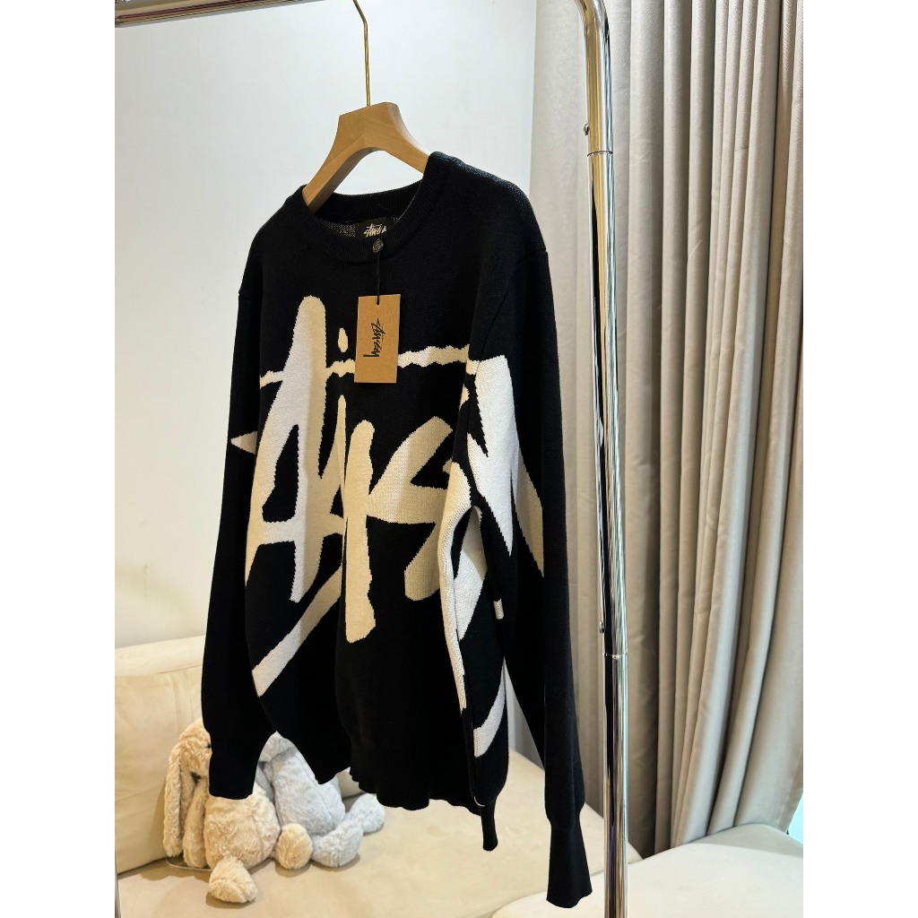 EMPINKCLOTHING - Áo Sweater Len Hoạ Tiết Stussy QC l1