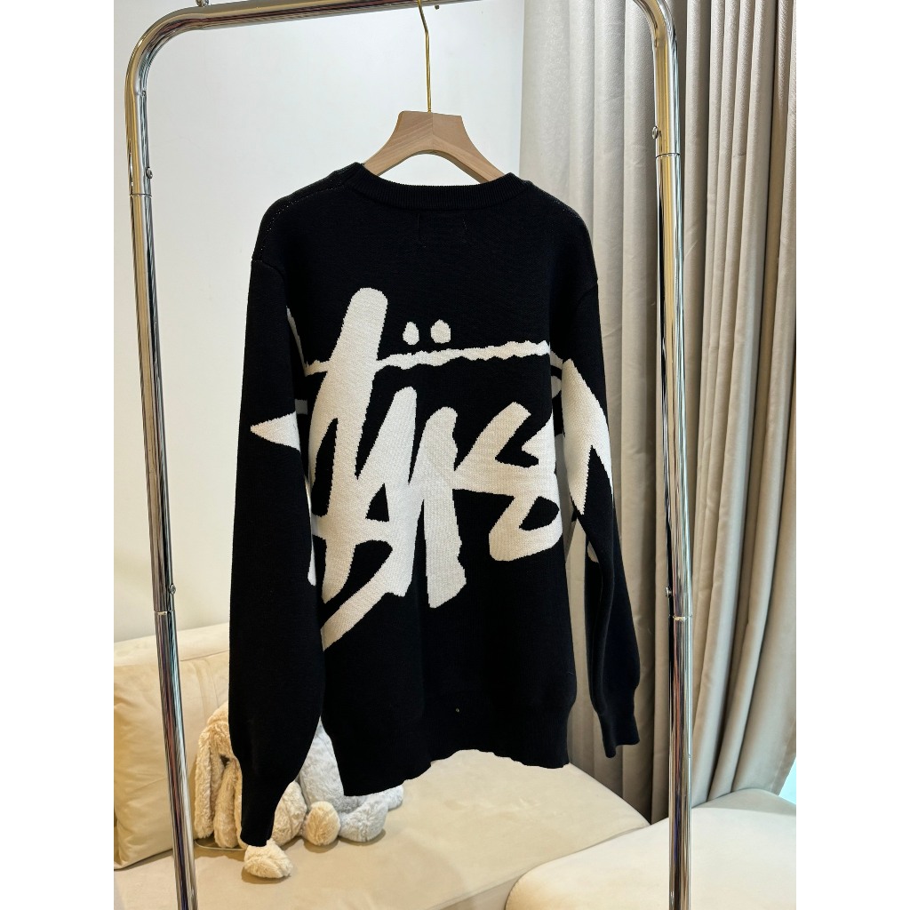 EMPINKCLOTHING - Áo Sweater Len Hoạ Tiết Stussy QC l1