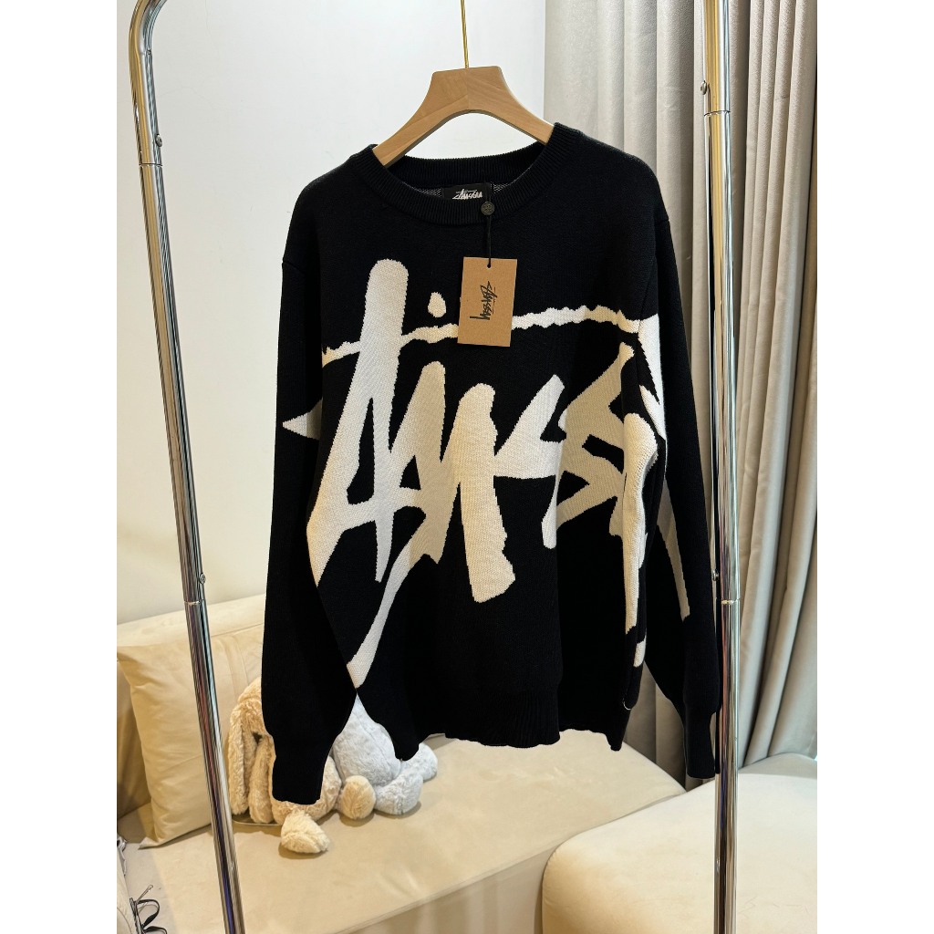 EMPINKCLOTHING - Áo Sweater Len Hoạ Tiết Stussy QC l1