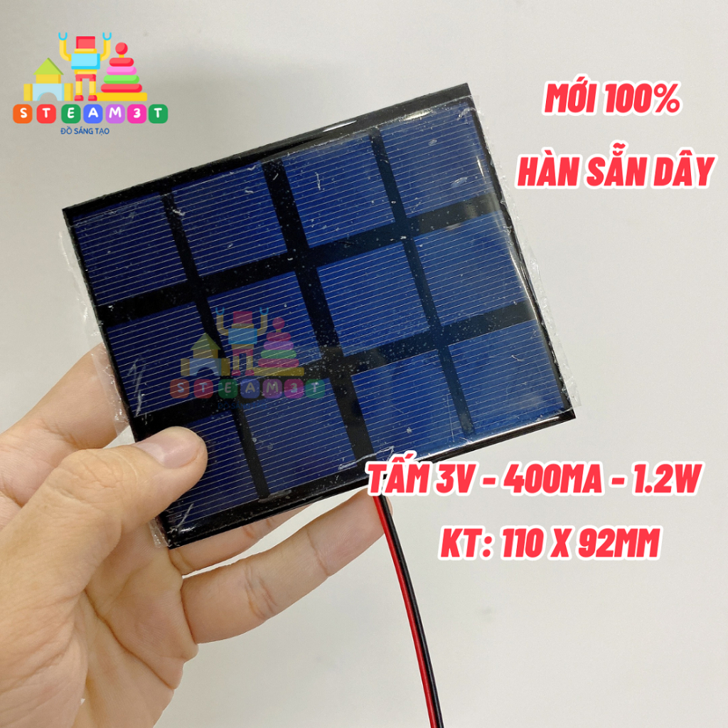 Tấm pin năng lượng mặt trời đã hàn sẵn dây - PIN MẶT TRỜI MINI - 2V 3V 5V - Dòng điện 65mA 100mA 110mA 400mA - LK0194