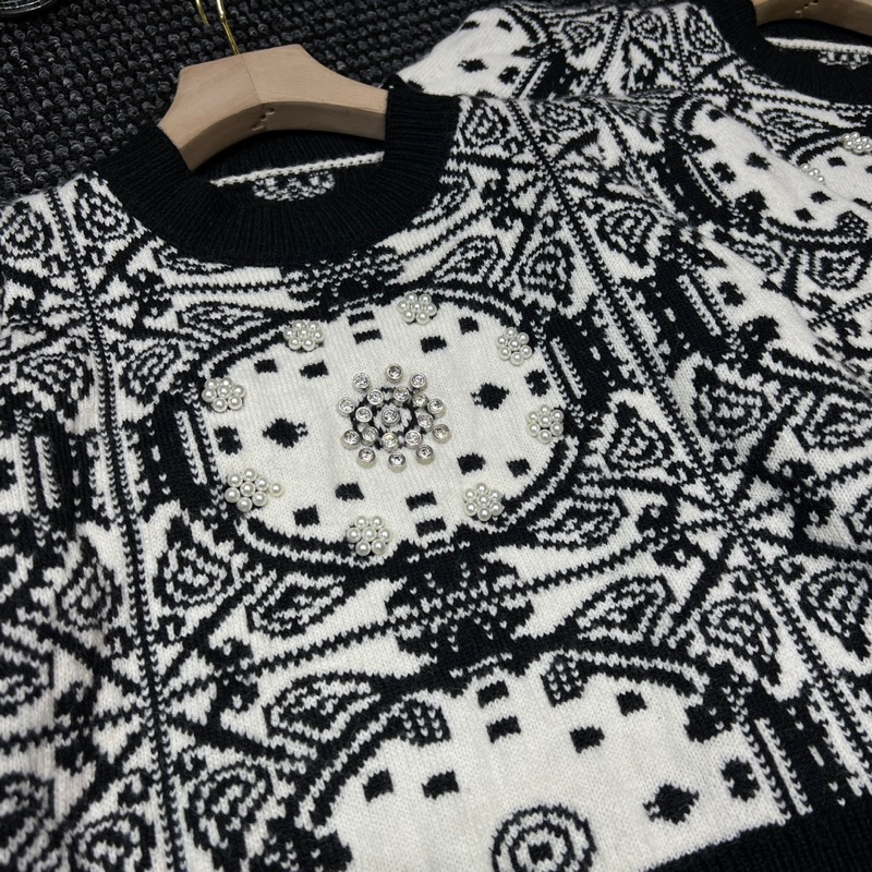 ÁO LEN THÊU HOẠ TIẾT ĐÍNH ĐÁ