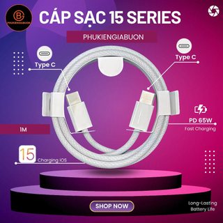 Cáp sạc nhanh, sạc cho 15series cáp type c to type c hỗ trợ ios và androids 65w