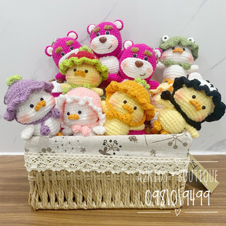 Móc khoá con vịt và gấu dâu handmade bằng len thủ công siêu cute