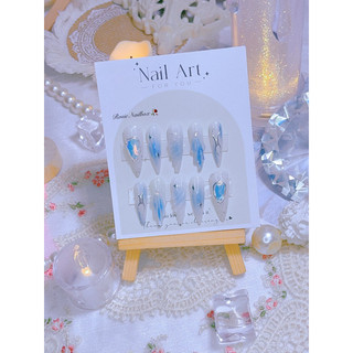 Nailbox thiết kế loang xanh ẩn tráng gương vẽ sò rs73