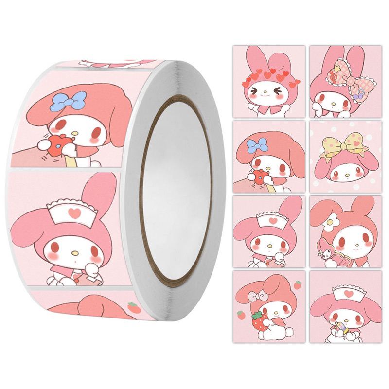Cuộn 500 sticker khen thưởng hoạt hình ngộ nghĩnh, tem dán sticker thank you gói hàng nhiều mẫu mã cute