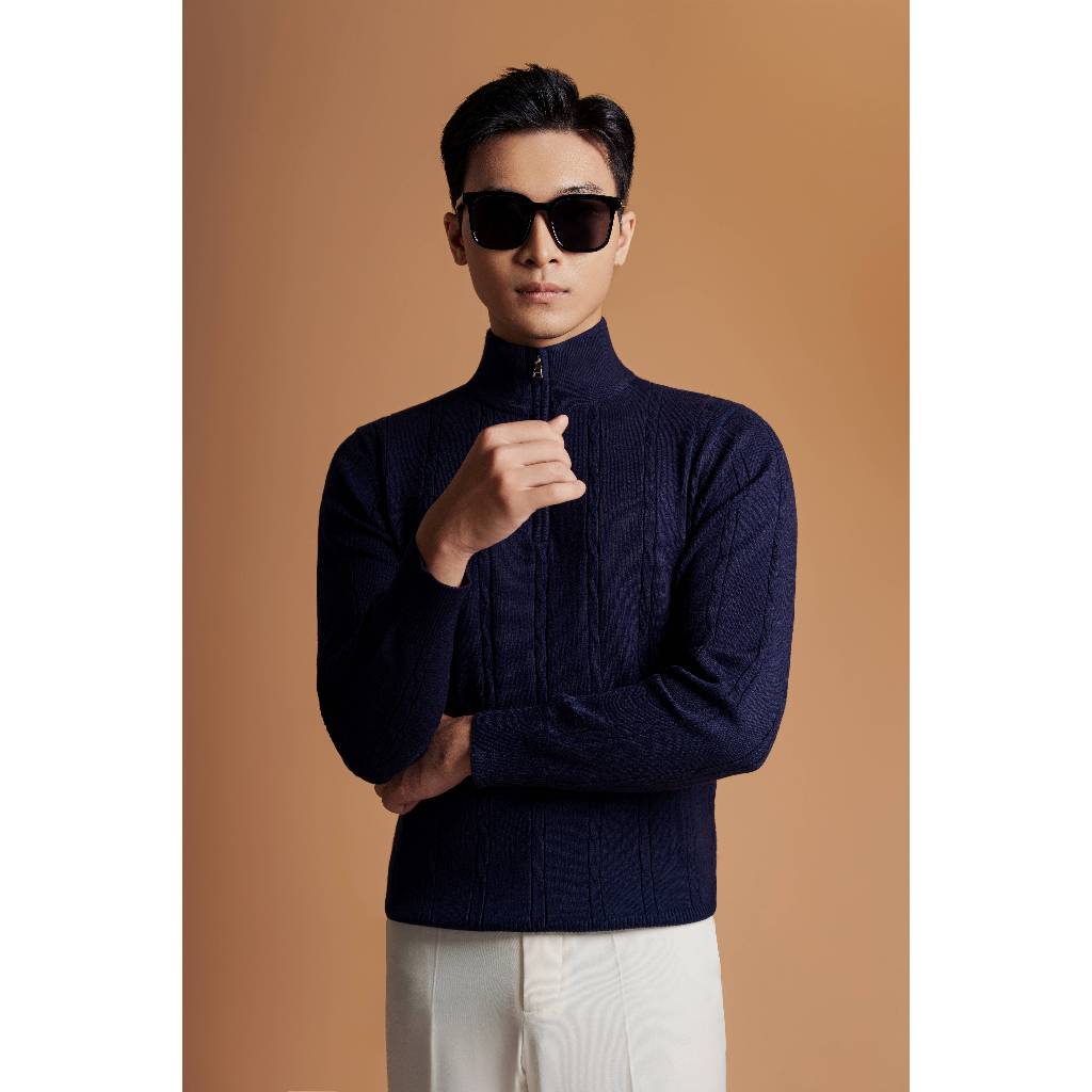 ÁO LEN ADAM STORE ĐEN CỔ KHÓA XANH AL059X