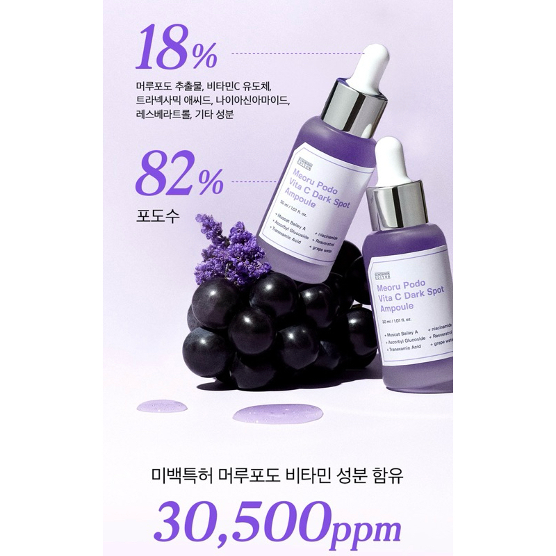 Tinh Chất Nho Tím SUNGBOON EDITOR Meoru Podo Vita C Dark Spot Ampoule