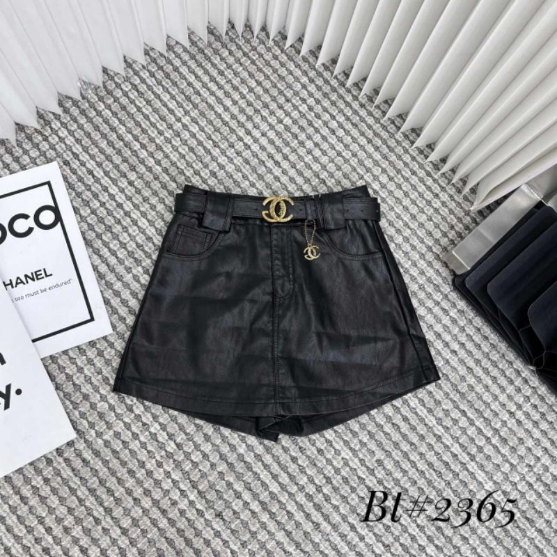 Quần váy da kèm đai chữ X hàng QCL1