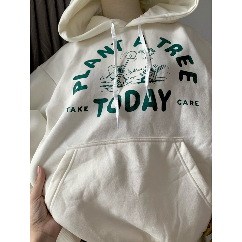 Áo Hoodie Basic Tay Bồng Form Rộng Không Xù Lông