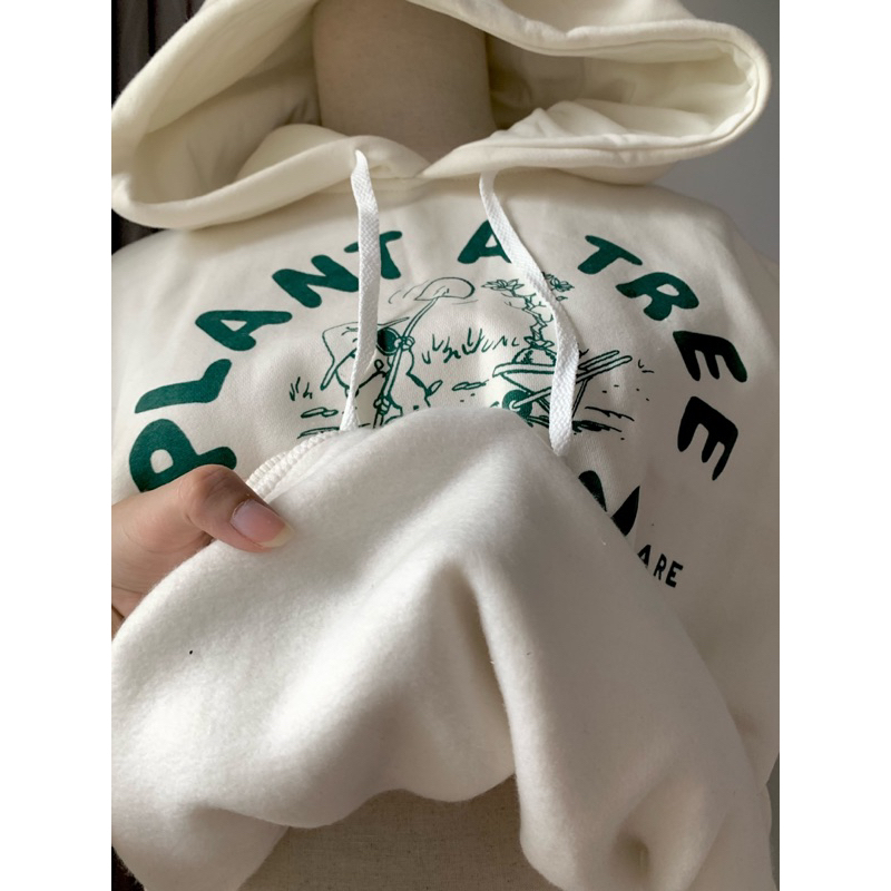 Áo Hoodie Basic Tay Bồng Form Rộng Không Xù Lông