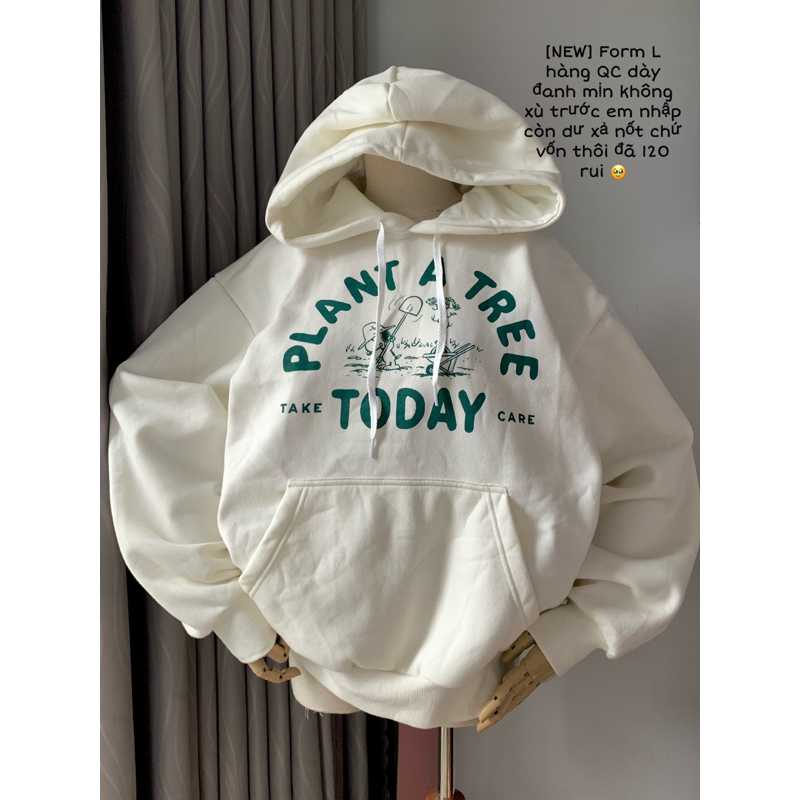 Áo Hoodie Basic Tay Bồng Form Rộng Không Xù Lông