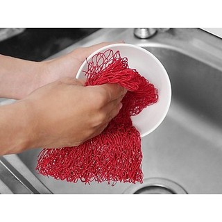 Giẻ rửa bát đĩa màu đỏ loại to lưới rửa chén bát